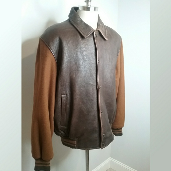 Izod Other - Izod Brown Leather and Sweater Bomber Jacket XXL
